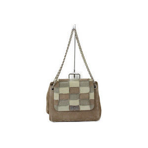 Chanel Suede Patchwork Flap Bag Beige